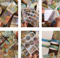 Scrapbooking Supplies Kit Plus 480Pcs, Vintage Van Gogh Oil Painting Aesthetic S