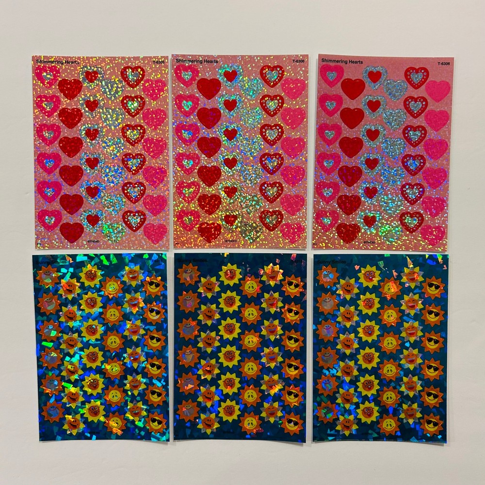 TREND Sparkle Sticker Sheets SHIMMERING HEARTS | SUNNY SMILES 6 PK