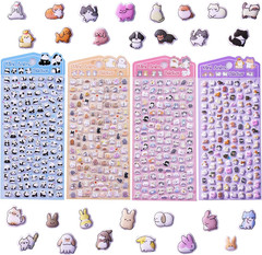 400 Mini Puffy Stickers – 3D Tiny Bulk Sticker Set for Kids, 4 Sheets