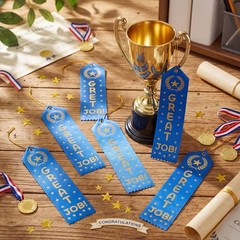 50 PCS Great Job Award Ribbons 8 x 2 Inches Achievement Bulk Event Card Rope