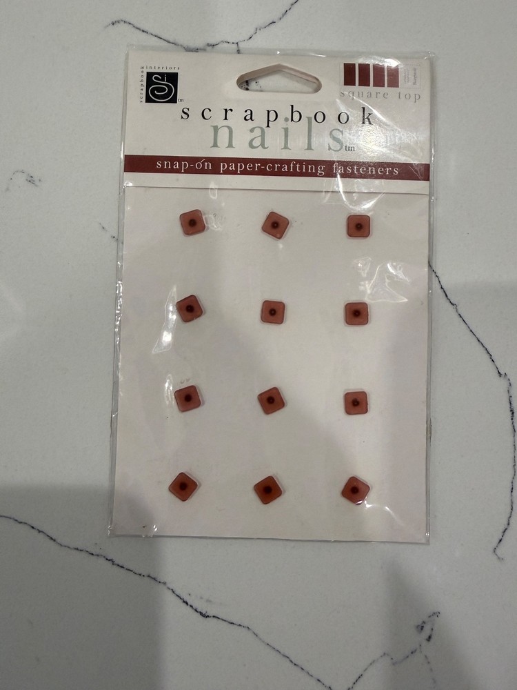 Scrapbook Interior Nail Square Top SnapOn Paper-Crafting Fastener Burgundy Color
