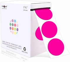 Fluorescent Pink Round Dot Stickers, 1 Inch Permanent Adhesive Labels, 1000 Pack