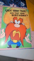 Hallmark Looney Tunes Yosemite Sam Greeting Card Belated Birthday w/Envelope VTG