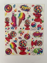🌈RARE! Vintage Lisa Frank RAINBOW BUBBLEGUM MACHINE POP! BALLOONS Stickers