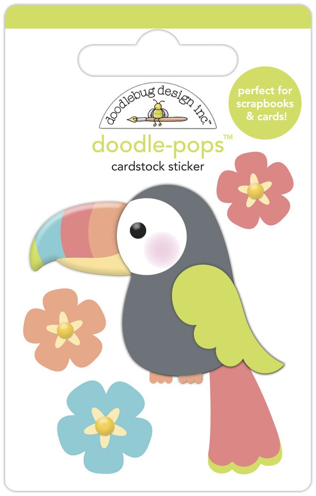 Doodlebug Stickers Doodle-Pop 3D Toucan Tango Bird flowers Rainbow Beak