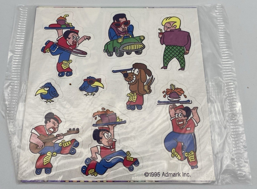 Vintage Admark Stickers 1995 50s Diner Drive In Sticker Sheet Scrapbook NOS