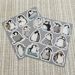 19 Adorable Penguin Stickers, 1.75” Kawaii/Chibi Waterproof Vinyl Decals