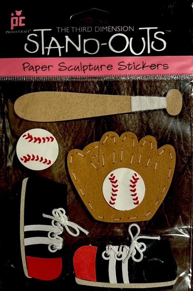 Provo Craft STAND-OUTS Baseball Mitt Bat Ball Shoes Sports Scrapbook 3D ~NIP