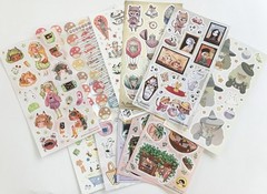Stickii Club Sticker Sheets Lot of 12 Cute Cats Plants Witches Mushrooms
