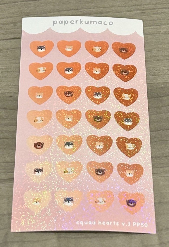 NEW PaperKumaCo “Squad Hearts V3” 💕 Sticker Sheet Paper Kuma Co Stickers