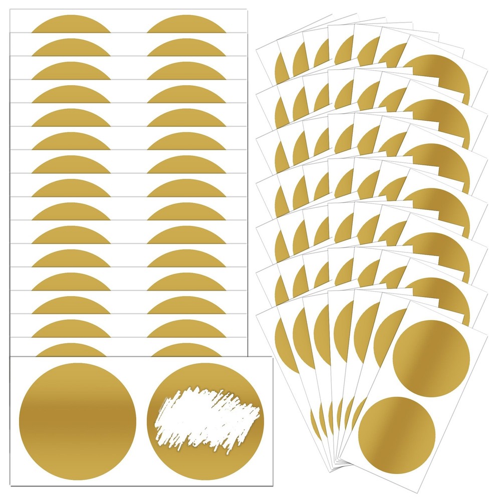100 Pcs 2 Inch Round Scratch Off Stickers, Gold Self Adhesive