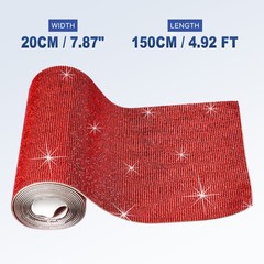 Bling Rhinestone Sheet Self-Adhesive Sticker 7.87 Inch x 4.92 FT Red