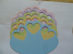Trio of hearts Scrapbooking frames 5.5×4 set of 5 in pastel colors