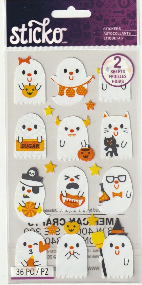Sticko Classic stickers GHOST PARTY theme 84937 FAST FREE ship!2 sheet 36 pcs