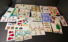 Huge Scrapbooking Lot USED Christmas Stickers Approx 80 Sheets Words Borders