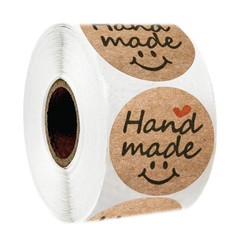 Vintage Kraft Handmade With Love Stickers – 1 Inch Self-Adhesive Gift, Baking