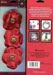 Jolees RED & GOLD GEM FLORALS Flowers embellishment Scrapbook sticker Craft Card