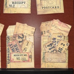 One Hand made junk journal vintage library ￼ pocket with tags ￼￼￼