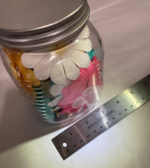Jar of 45+ Assorted Die Cut Flowers and Butterflies, Paper and Cloth