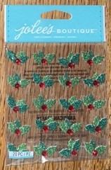 Jolees Christmas Holly Repeats Green Red Berries Glitter Gems Holiday Stickers