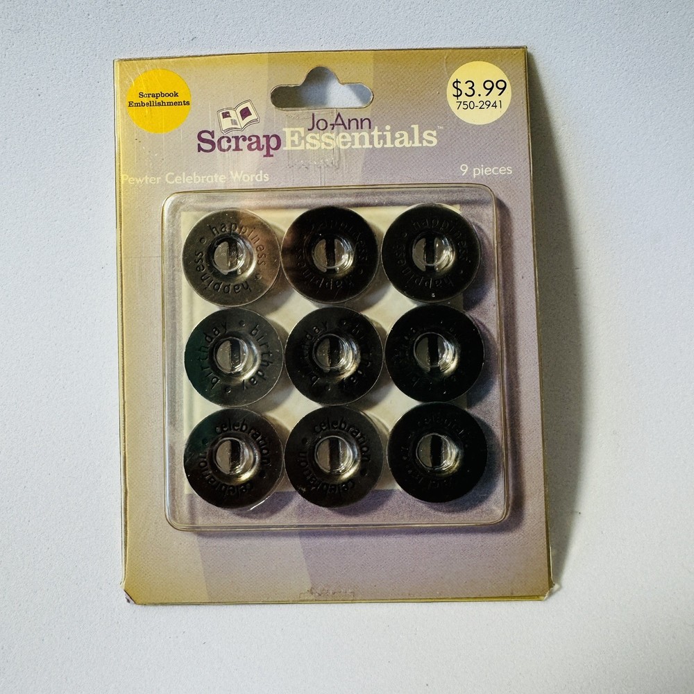 JoAnn Scrap Essentials Celebrate Pewter Celebrate Words Crafting Scrapbooking