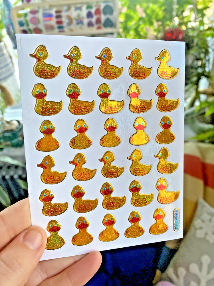 Sparkle Retro Ducks Sticker Sheet (1 Sheet, 4×5 In., .5-.75 In. Stickers)