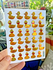 Sparkle Retro Ducks Sticker Sheet (1 Sheet, 4×5 In., .5-.75 In. Stickers)