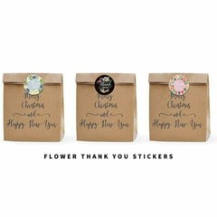 1″ Thank You Stickers Roll Floral Designs Round Self-Adhesive Labels 500/1000Pcs