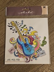 Sticko Large “Guitar Rock” Clear Backed Sticker By EK Success, New In Package!