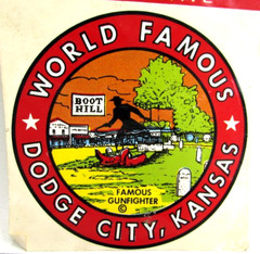 Vintage Enco Decals World Famous Dodge City Kansas Gunfighter Travel Souvenir