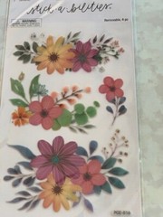THE PAPER STUDIO STICKERS STICKABILITIES 3D MULTI-COLOR FLOWERS ‘REMOVABLE’