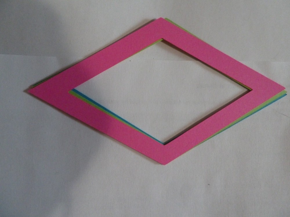 Diamond shaped Scrapbooking frames 6×3.5 set of 4 in bright colors