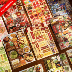 Japanese Kawaii Sticker Book 2 Pack, Die-Cut Cute Food & Manga Style A+b