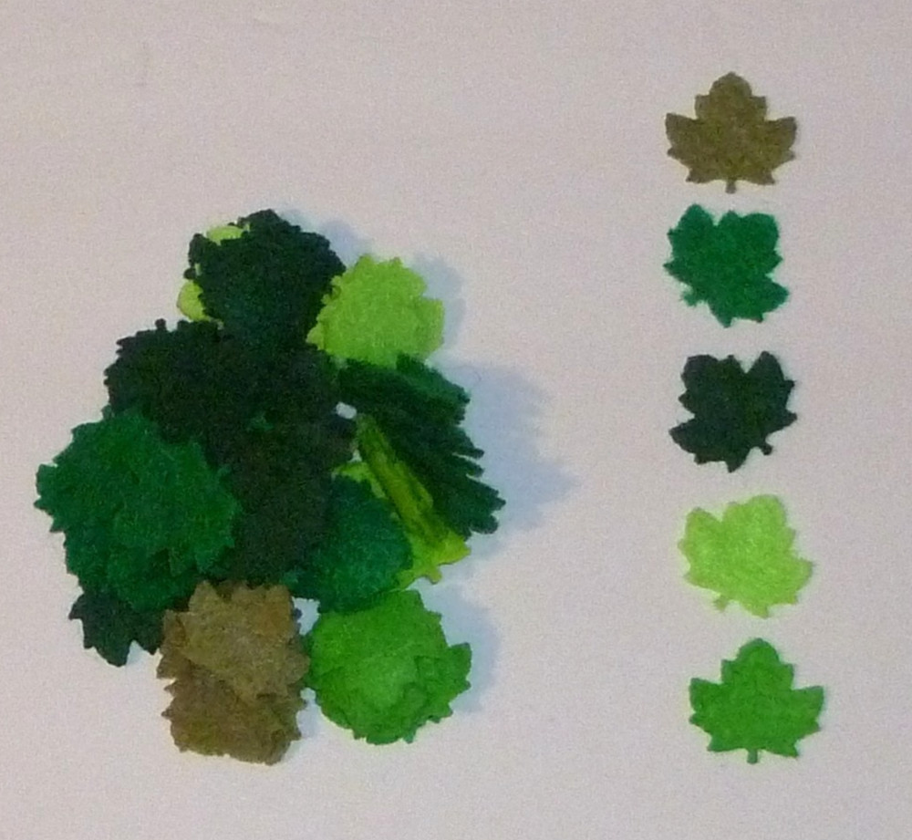 Die cut Maple Leaf 1 Inch Green Leaves Small Craft Felt Cut Out