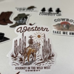 10 STICKERS WESTERN COWBOYS Journal Planner Notebook SCRAPBOOK WSIPDN