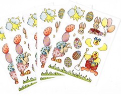 EASTER Egg Bunny Rabbit Spring 5 Sheets PROVO Craft Scrapbook Stickers