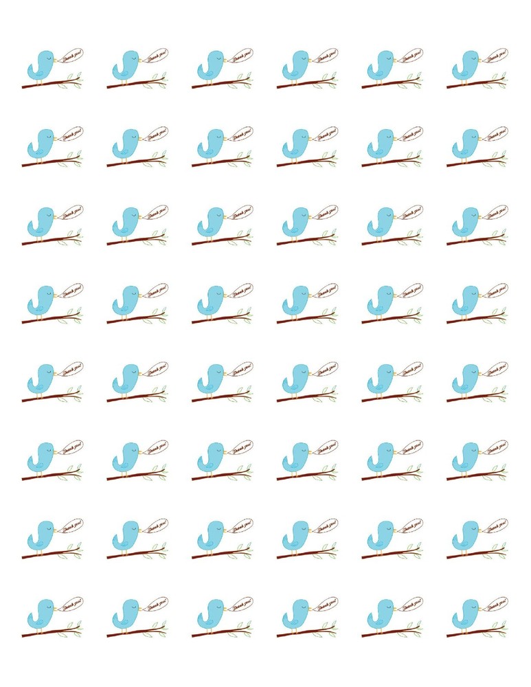 48 BLUE BIRD THANK YOU ENVELOPE SEALS LABELS STICKERS 1.2″ ROUND