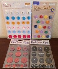 4 Pks Adhesive Buttons Various Shapes & Colors Paper Crafting Embellishments #54