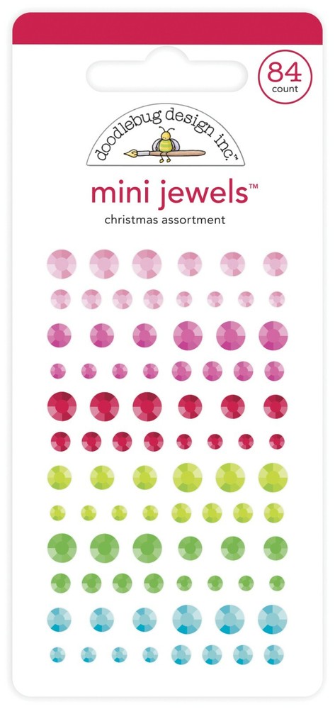 Crafts Doodlebug Christmas Assortment Mini Jewels Pink Red Green Blue Gems