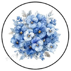 WATERCOLOR BLUE FLOWERS ENVELOPE SEALS LABELS STICKERS PARTY FAVORS