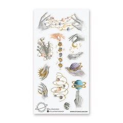 Planetary Hands – Sticker Sheet – Celestial – Planets – New in Packaging
