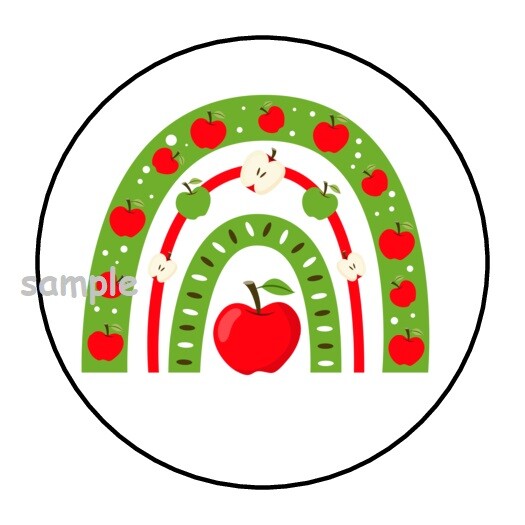 30 APPLE RAINBOW ENVELOPE SEALS LABELS STICKERS 1.5″ ROUND FALL AUTUMN GIFTS