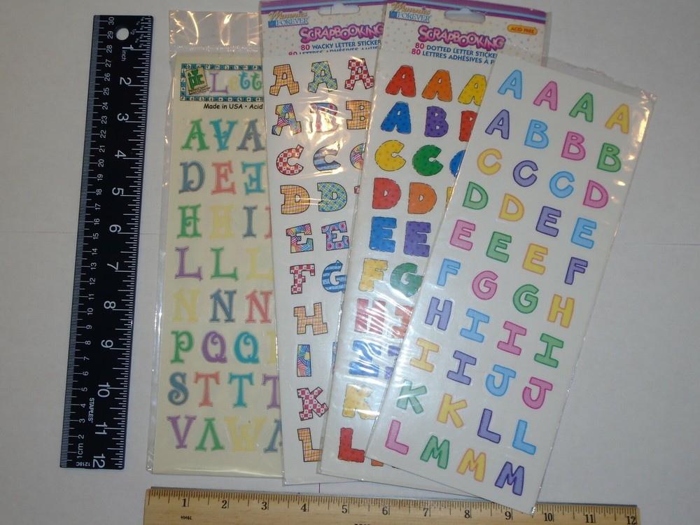 Lot of 4 Packages of Westrim, Memories Forever, & Provo Craft Alphabet Stickers