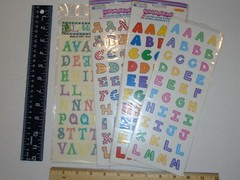 Lot of 4 Packages of Westrim, Memories Forever, & Provo Craft Alphabet Stickers