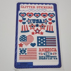 NEW Lot JULY 4 AMERICANA Scrapbook Stickers Flags Stars Glitter Rustic Wire -F