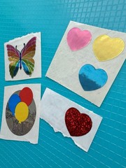 Vintage Stickers Foil Hambly Studios Small World Greetings Heart Butterfly
