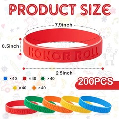 200 Pcs Honor Roll Rubber Wristbands Celebration Items Bulk Certificates Colo…