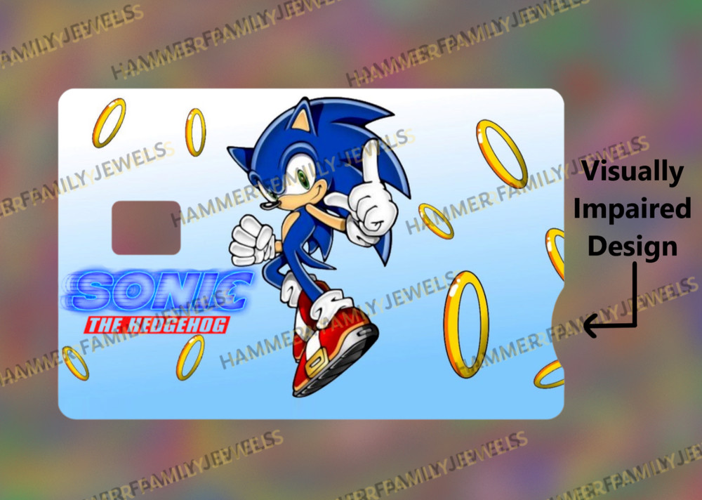Sonic The Hedgehog Fan Art Credit Card Decal with Visually Impaired Design