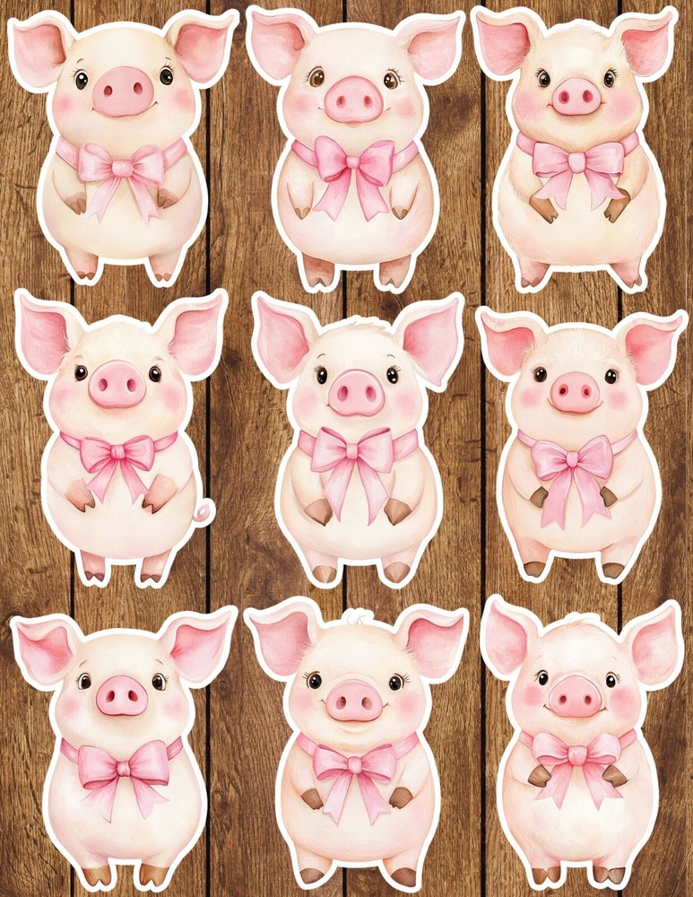 Cute Pink Pink Bow Vinyl Die Cut Stickers Set Scrapbooking Laptop Waterbottle