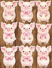 Cute Pink Pink Bow Vinyl Die Cut Stickers Set Scrapbooking Laptop Waterbottle